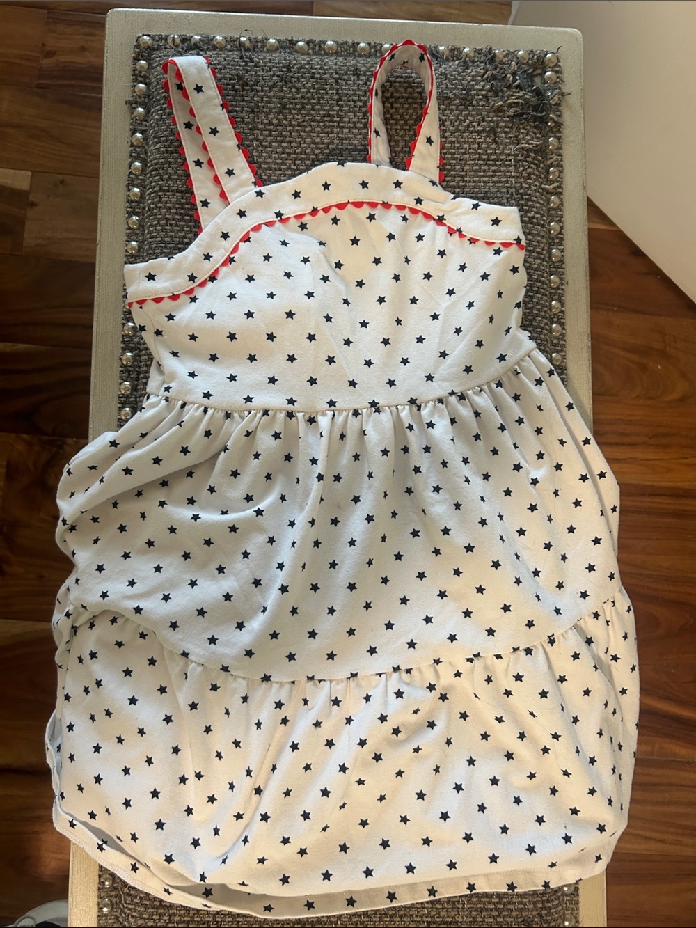 Janie and Jack White Dress with Navy Stars and Red Trim